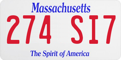 MA license plate 274SI7