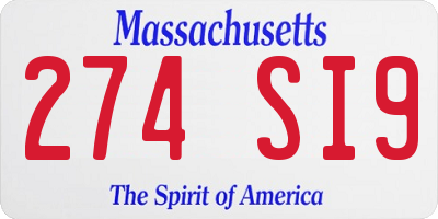 MA license plate 274SI9