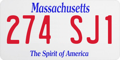 MA license plate 274SJ1