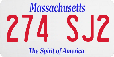 MA license plate 274SJ2