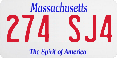 MA license plate 274SJ4