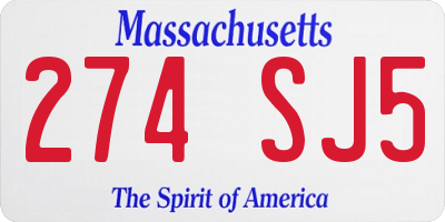 MA license plate 274SJ5