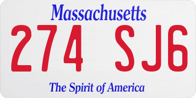 MA license plate 274SJ6