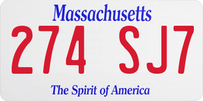 MA license plate 274SJ7