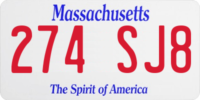 MA license plate 274SJ8