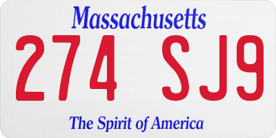 MA license plate 274SJ9