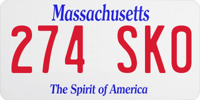 MA license plate 274SK0