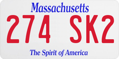 MA license plate 274SK2