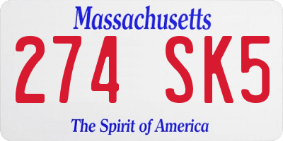 MA license plate 274SK5