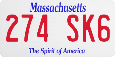 MA license plate 274SK6