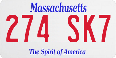 MA license plate 274SK7