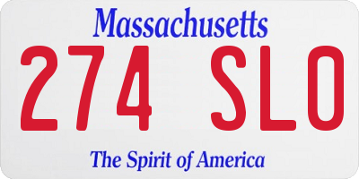 MA license plate 274SL0