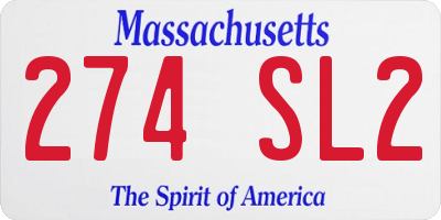 MA license plate 274SL2