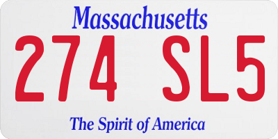MA license plate 274SL5