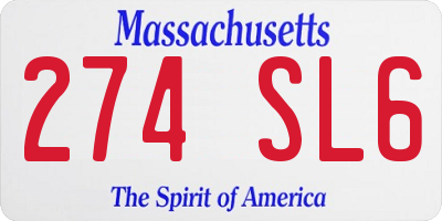 MA license plate 274SL6