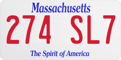 MA license plate 274SL7