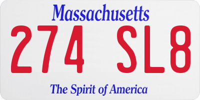 MA license plate 274SL8
