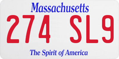 MA license plate 274SL9