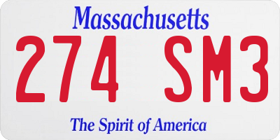 MA license plate 274SM3