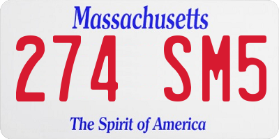 MA license plate 274SM5