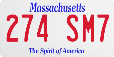 MA license plate 274SM7