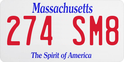 MA license plate 274SM8