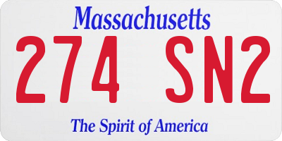 MA license plate 274SN2