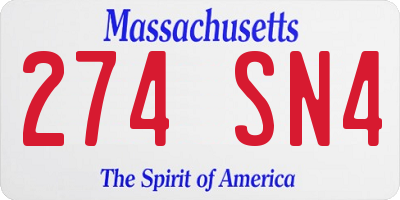 MA license plate 274SN4