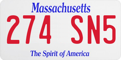 MA license plate 274SN5