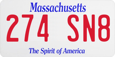 MA license plate 274SN8