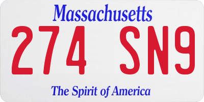 MA license plate 274SN9