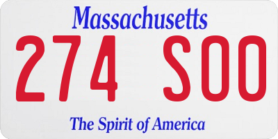 MA license plate 274SO0