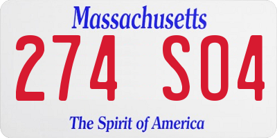 MA license plate 274SO4