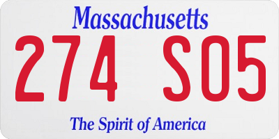 MA license plate 274SO5