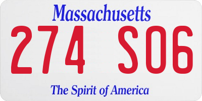 MA license plate 274SO6