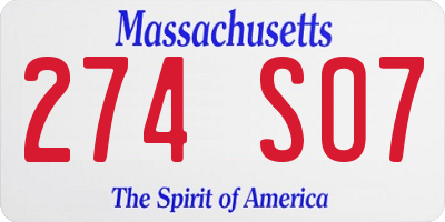 MA license plate 274SO7