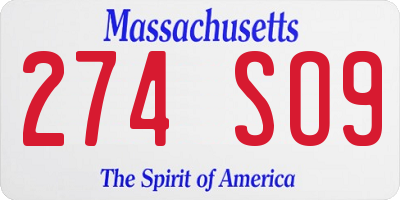 MA license plate 274SO9