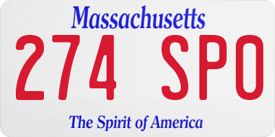 MA license plate 274SP0