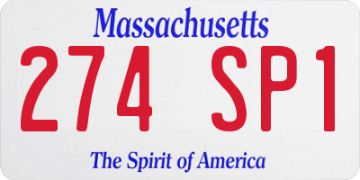 MA license plate 274SP1
