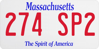 MA license plate 274SP2