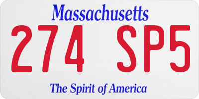 MA license plate 274SP5
