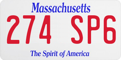 MA license plate 274SP6