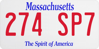 MA license plate 274SP7