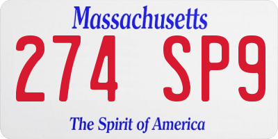 MA license plate 274SP9