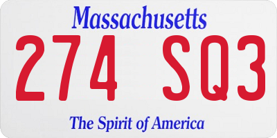 MA license plate 274SQ3