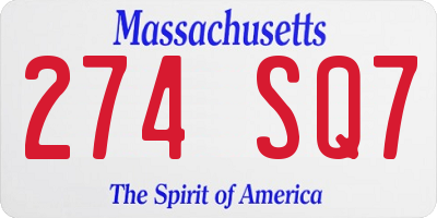 MA license plate 274SQ7