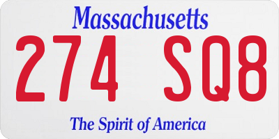 MA license plate 274SQ8