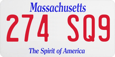 MA license plate 274SQ9