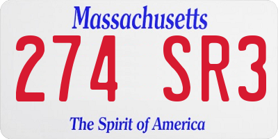 MA license plate 274SR3