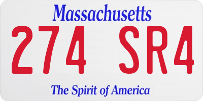 MA license plate 274SR4